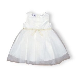Baby Girl Infant White Gold Sleeveless Fit Flare Dress Size 18M